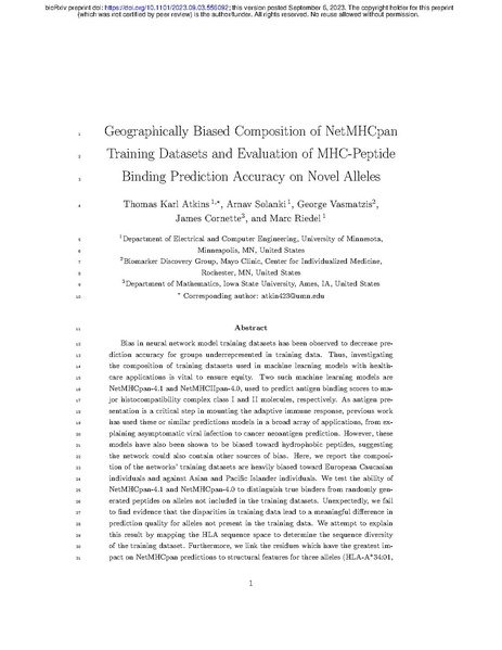 File:Atkins Solanki Vasmatzis Cornette Riedel Geographically Biased Composition of NetMHCpan Training Datasets and Evaluation of MHC-Peptide Binding Prediction Accuracy on Novel Alleles.pdf