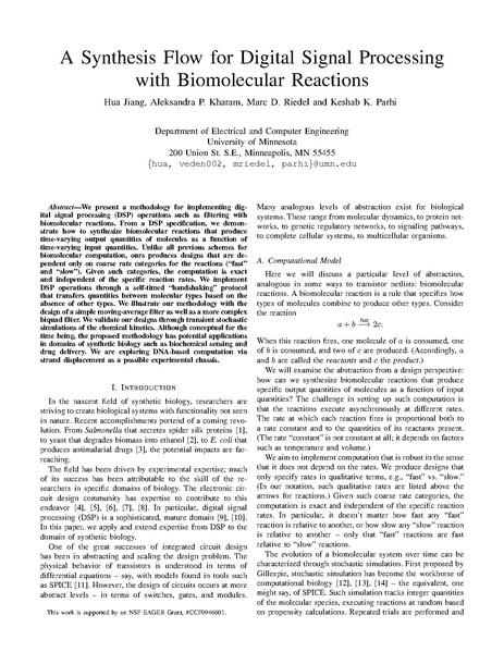 File:Jiang Kharam Riedel Parhi A Synthesis Flow for Digital Signal Processing with Biomolecular Reactions.pdf